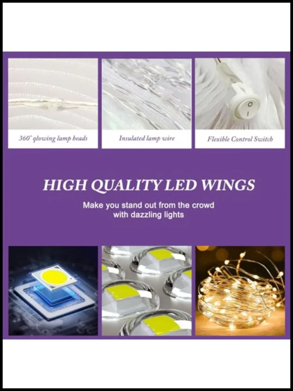 LED Light-Emitting Butterfly Wings Costume Accessory for Dance Parties,